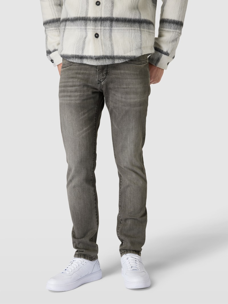 Tapered Fit Jeans in unifarbenem Design Modell 'Jaden' in graphit