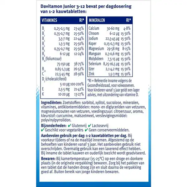 Davitamon Junior 3-12 Compresse masticabili al gusto banana, 120 pezzi