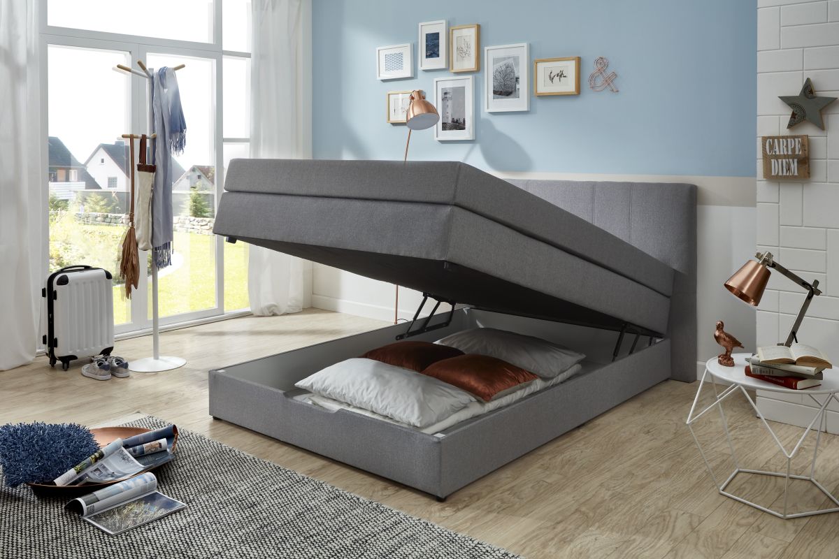 Sun Garden Boxspringbett Florida mit Bettkasten Anthrazit 140 x 200 cm