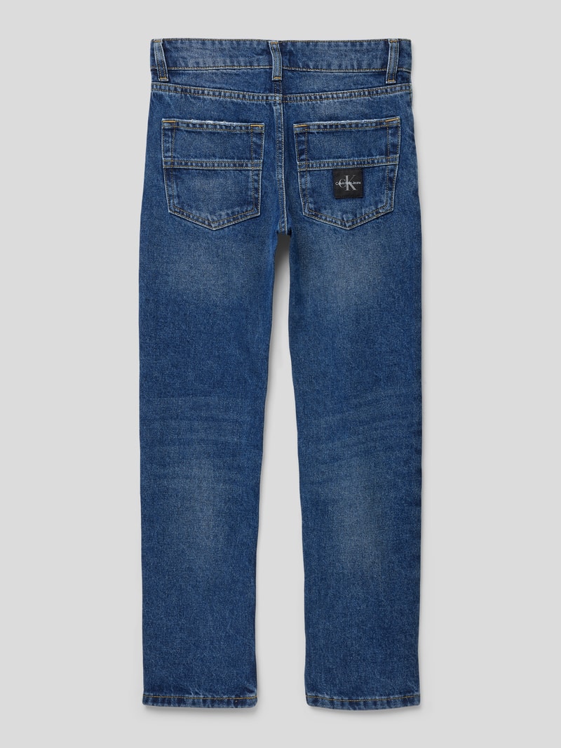 Straight Fit Jeans mit Label-Patch Modell 'OCEAN' in blau
