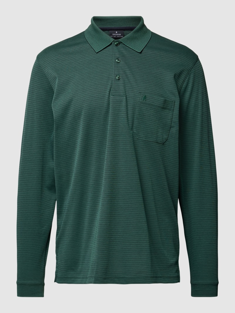 Poloshirt mit Streifenmuster in dunkelgrün