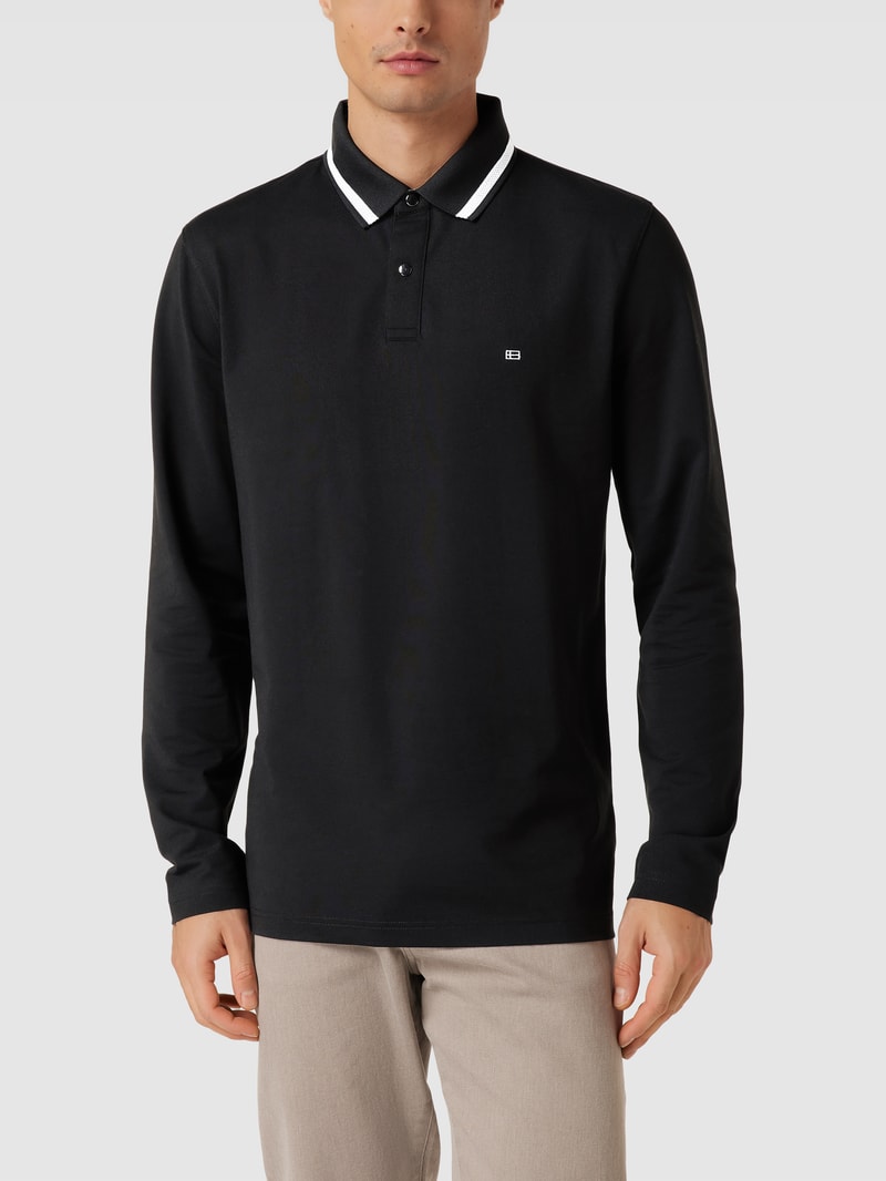 Poloshirt mit Kontraststreifen in anthrazit meliert