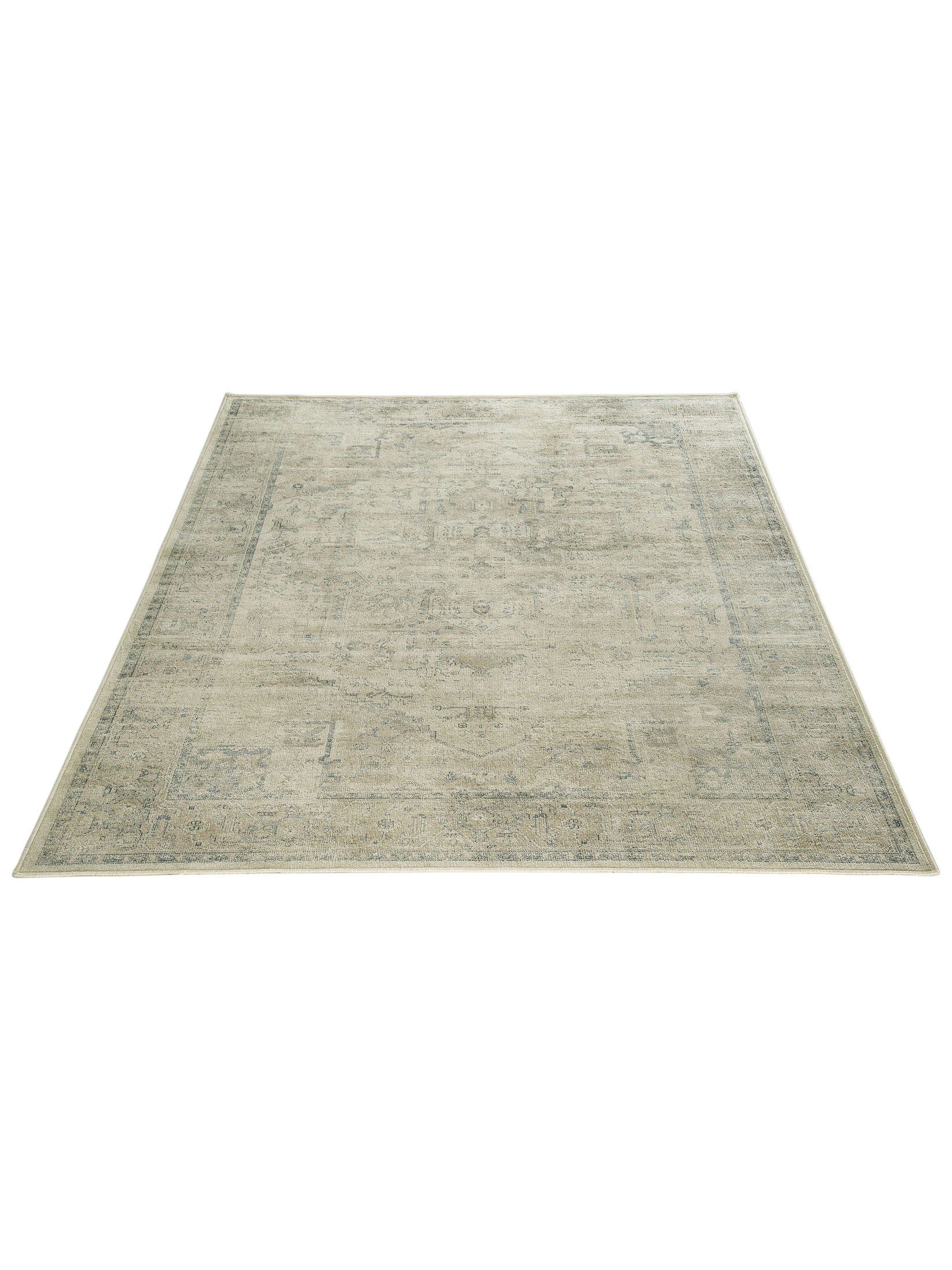 Beshkan Vintage-Teppich, Creme/Blau
