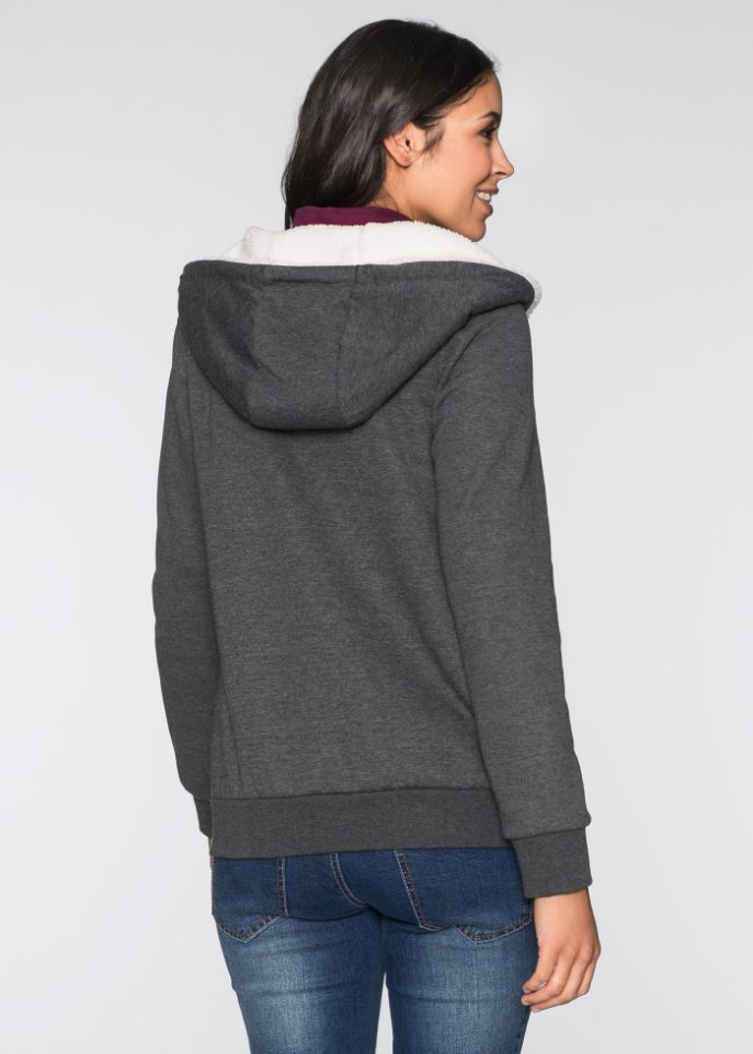 Umstands-Sweatjacke mit Baby-Einsatz und flauschiger Innenseite