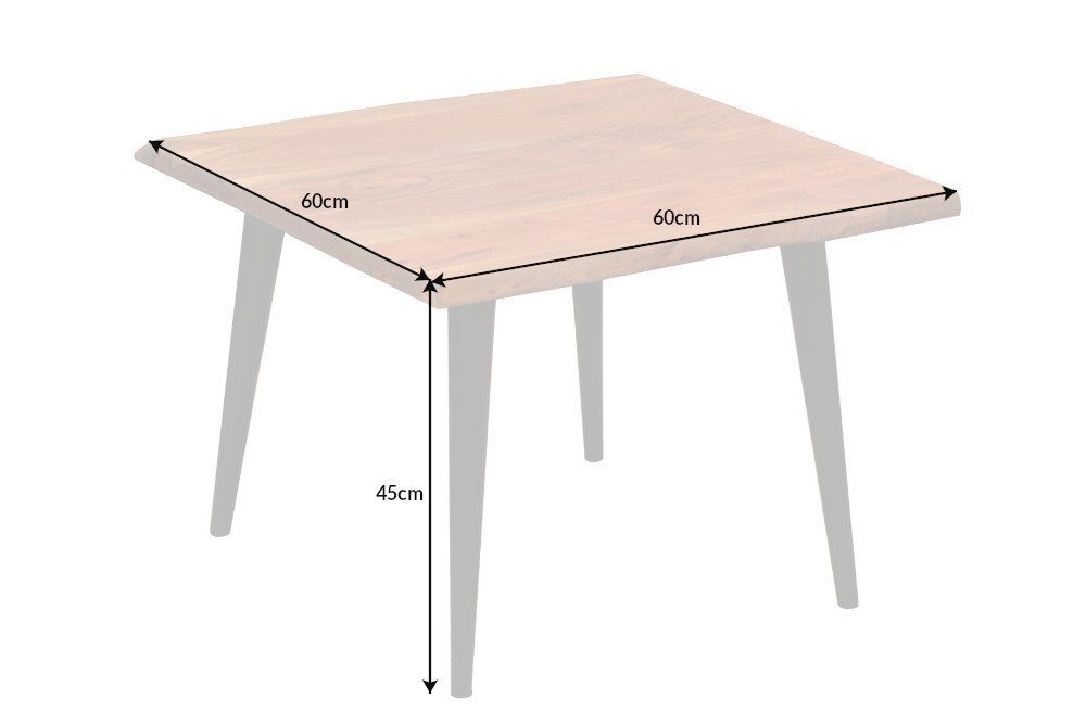riess-ambiente Beistelltisch ORGANIC LIVING 60cm natur, Massivholz · Baumkante · Couchtisch · Metall-Beine · Akazie
