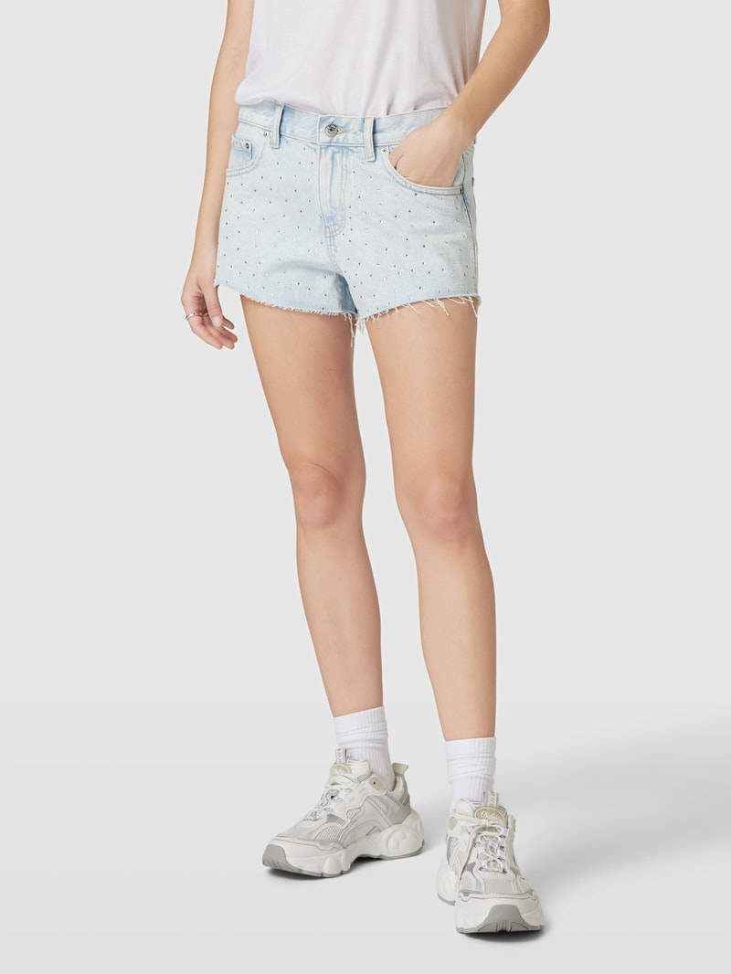 Jeansshorts mit Ziersteinbesatz in jeans