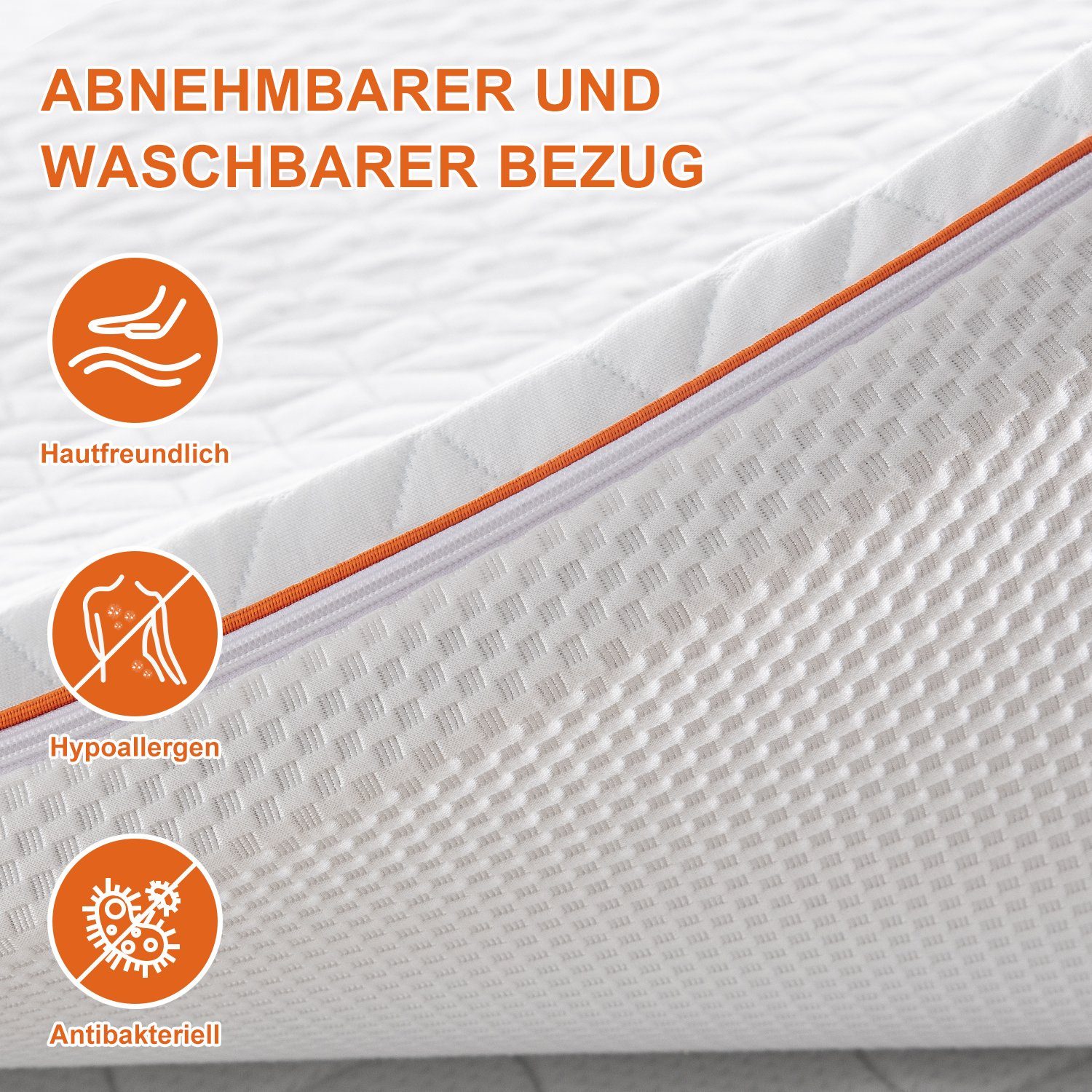 Topper BedStory Topper, Memory Gel Kaltschuam Matratzenauflage rthopädisch, BedStory, 7.5 cm hoch, Waschmaschinengeeignet, Boxspringgeeignet, Mit Reißverschluss, Vakuum Verpackung, Abnehmbarer Antibakterieller Bezu, 4 Gummibänder, Atmungsaktiv, Ergon