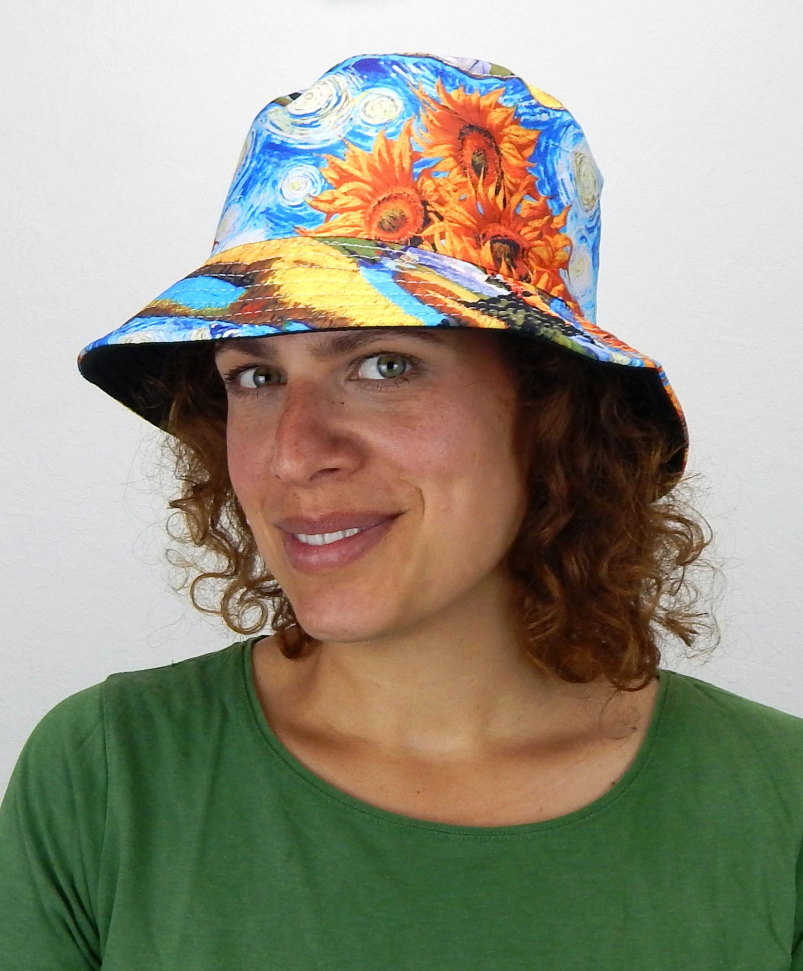 Ella Jonte Sonnenhut Bucket Hat bunt Wendehut Kunstdruck Sonnenblumen 56 cm