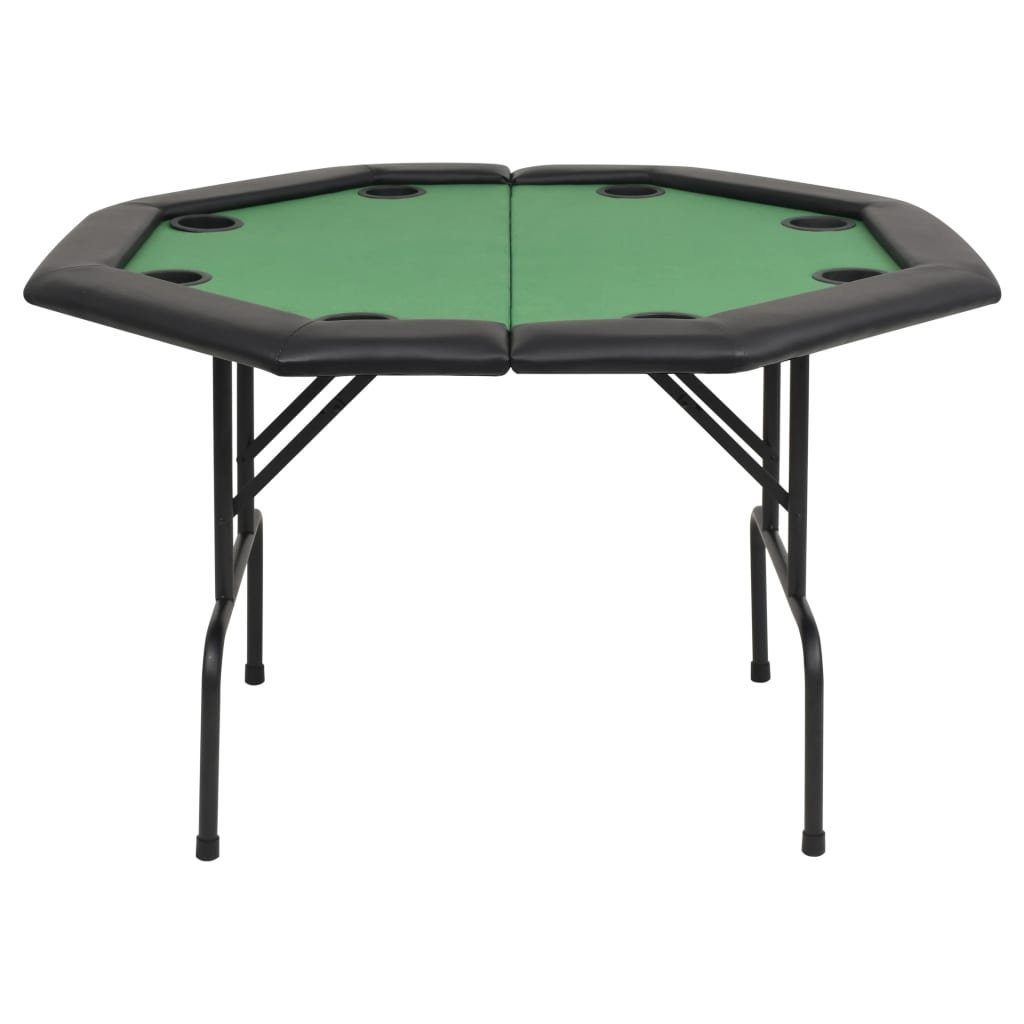 vidaXL Spieltisch 8-Spieler Poker Klapptisch 2-fach Zuklappbar Achteckig Grün