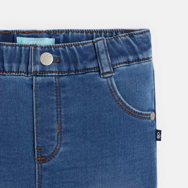 Jean enfilable taille élastique bleu bébé garçon