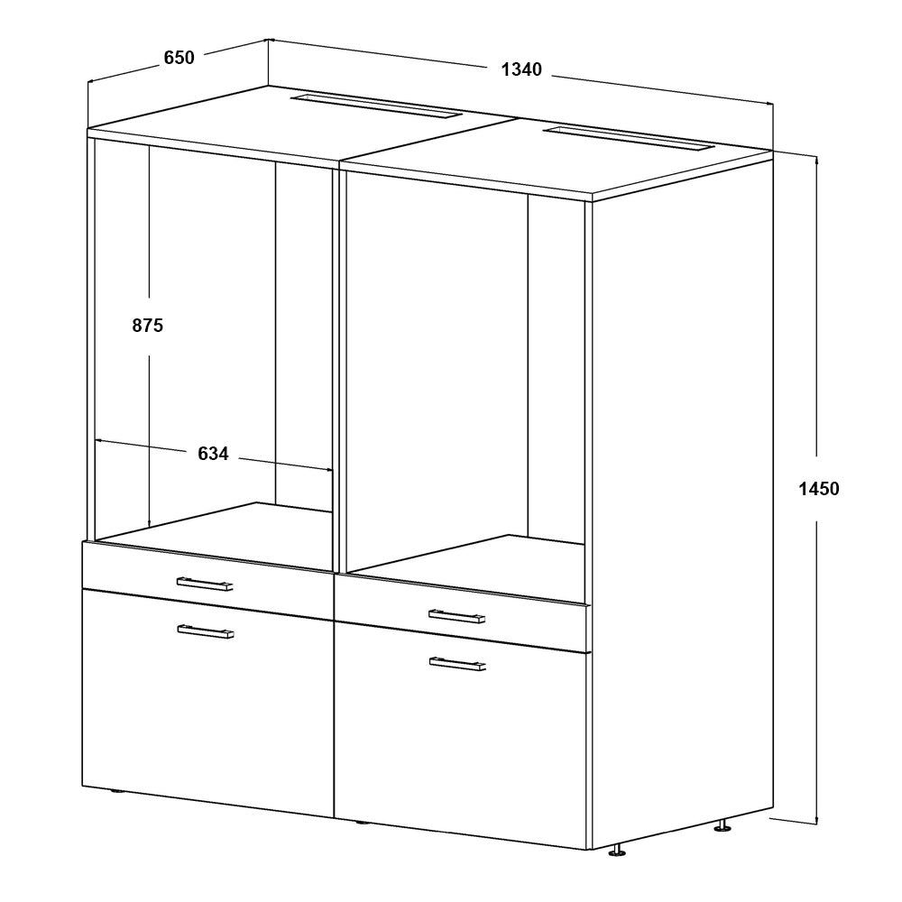 Roomart Waschmaschinenumbauschrank (Waschmaschinenschrank mit Schublade Überbauschrank Doppelschrank)