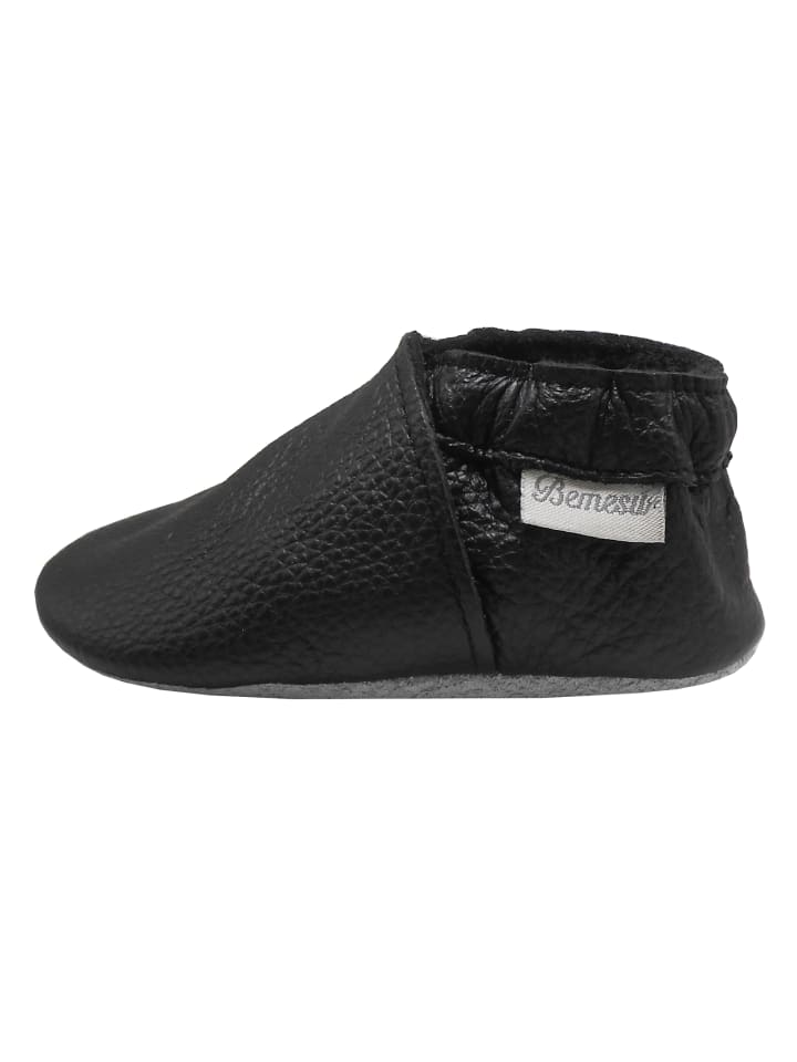 Yalion Leder-Krabbelschuhe in Schwarz günstig kaufen