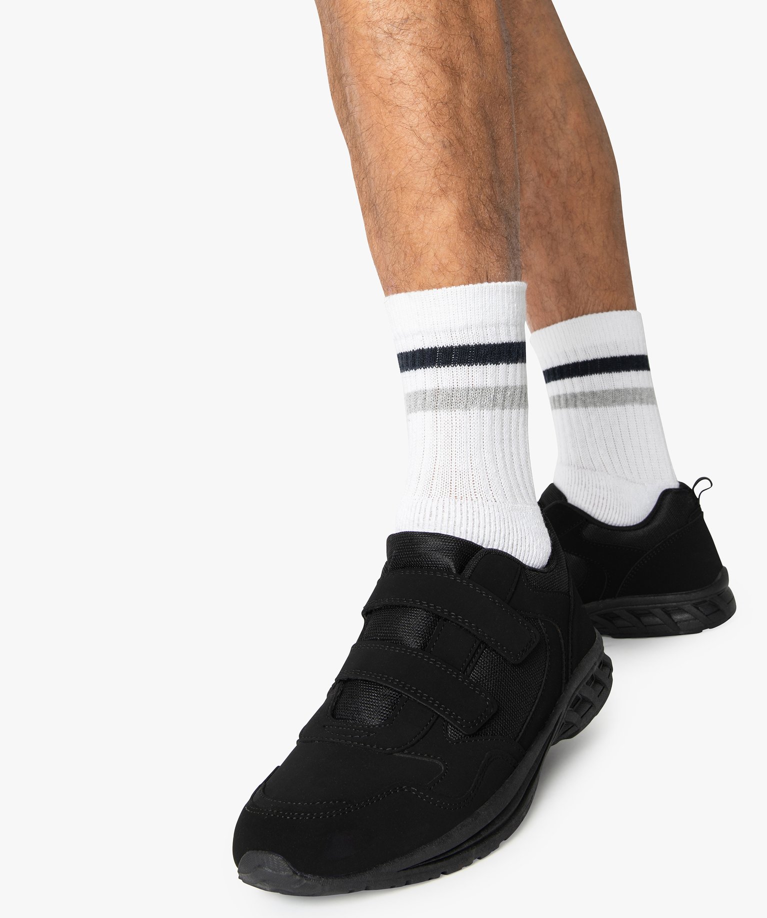 Baskets homme mesh et suédine fermeture scratch noir | GEMO
