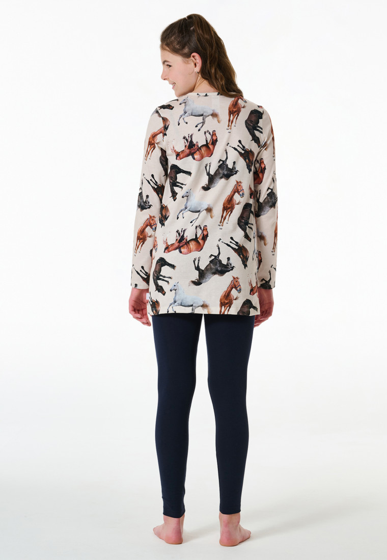 Schlafanzug lang Organic Cotton Leggings Pferde off-white - Horse World
