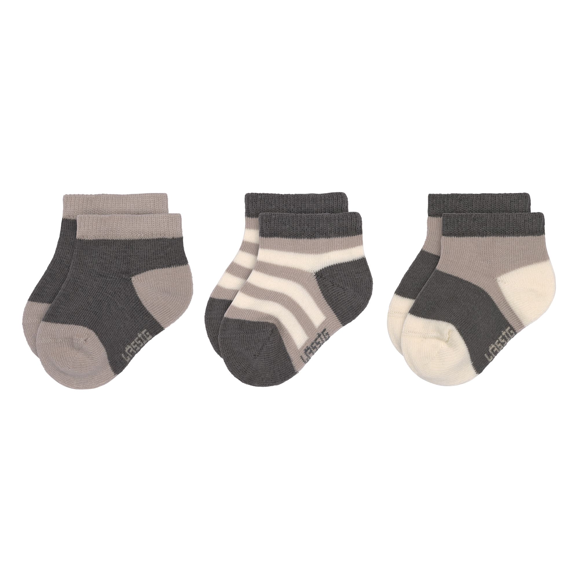 Kinder Sneaker Socken (3er-Set), Anthrazit Taupe