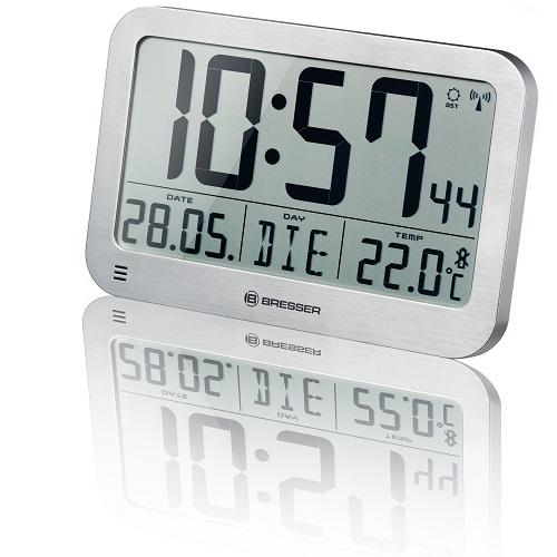 Bresser MyTime MC LCD Wanduhr silber