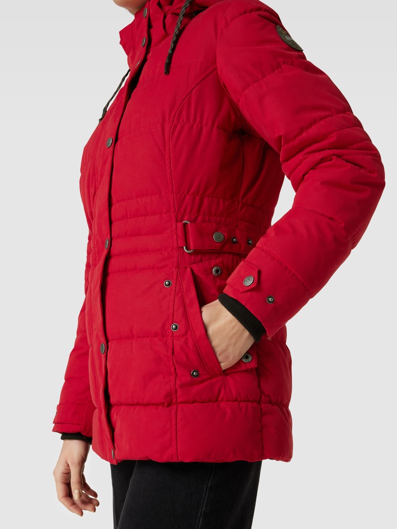 Steppjacke mit Webpelzbesatz in rot