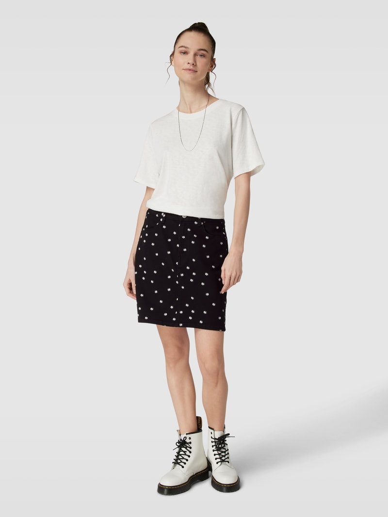 Minirock mit floralem Allover-Muster Modell 'Margarite' in schwarz