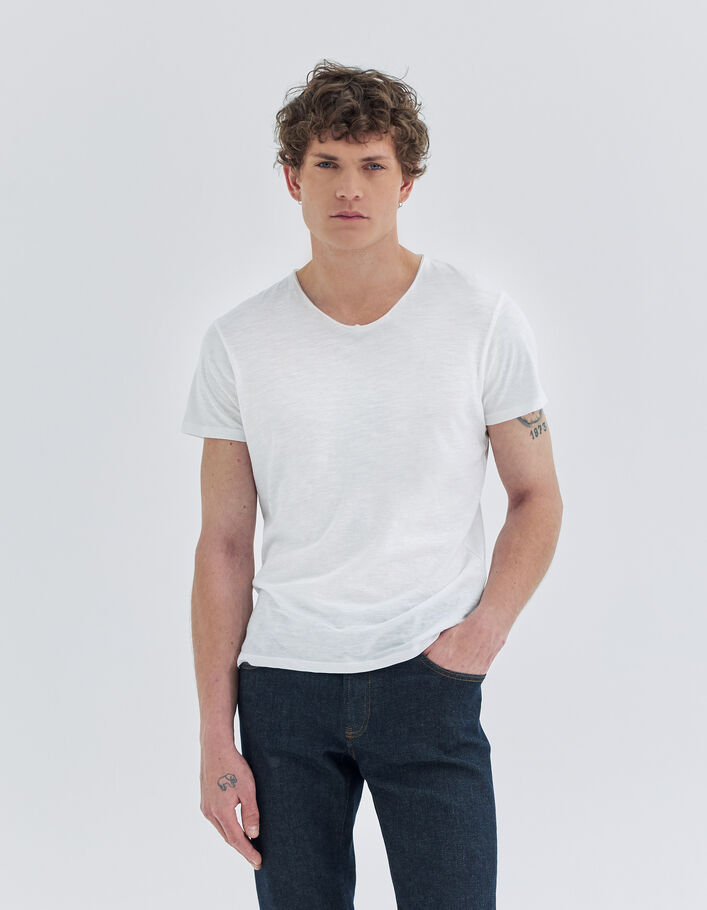 T-shirt L'Essentiel blanc col V Homme
