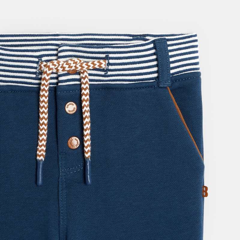Pantalon molleton maille fantaisie bleu bébé garçon