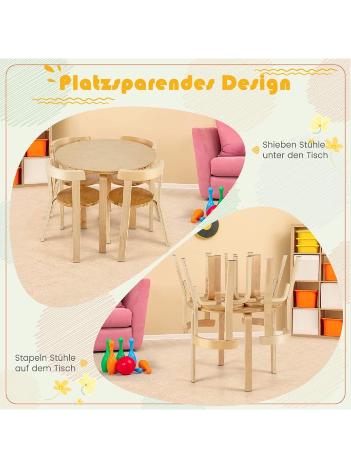 COSTWAY Sitzgruppe 5 tlg. Set in Beige günstig kaufen onesize