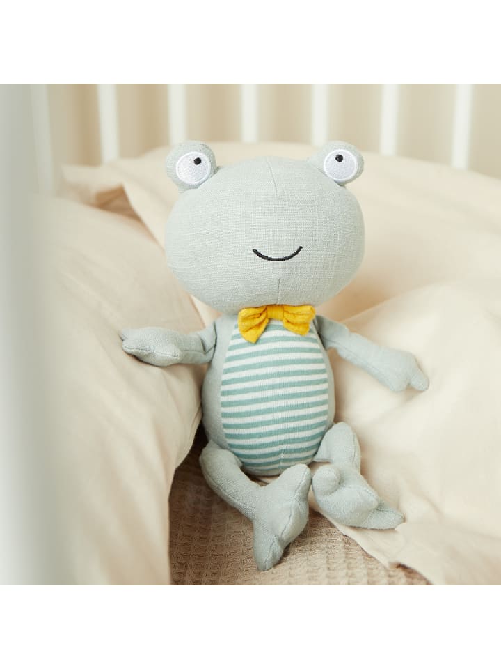 Bieco Spielwaren Kuscheltier aus Leinen & Musselin Frosch - ab Geburt in Blau günstig kaufen onesize