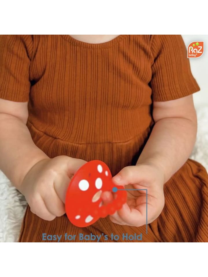 RaZbaby Beißringe 2er logopädisch Pilze für Babys 100% Silikon 3M  in Blau günstig kaufen onesize