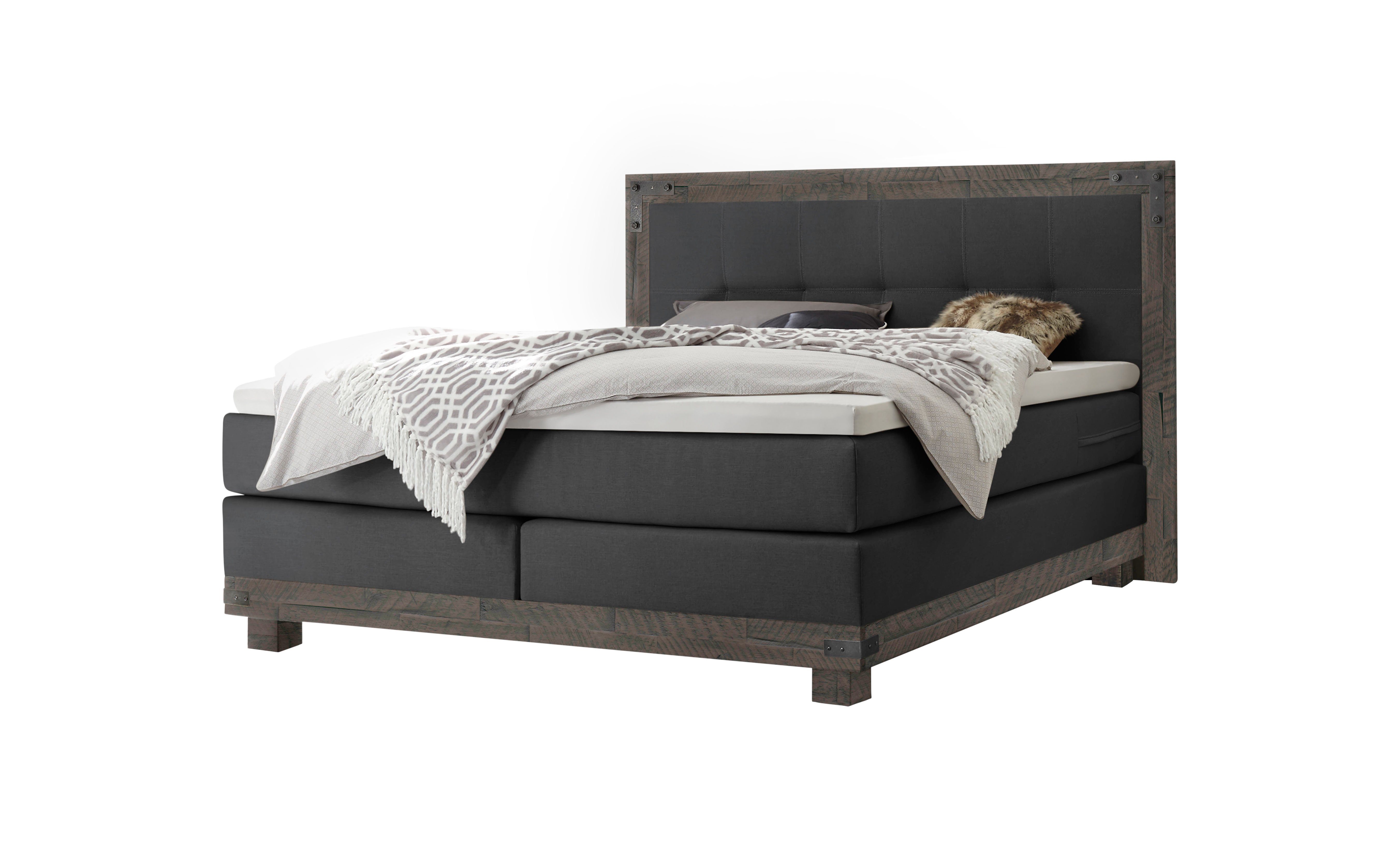 HASENA Boxspringbett Chicago, im Vintagelook mit Punktsteppung im Kopfteil, Massivholz-Umrandung