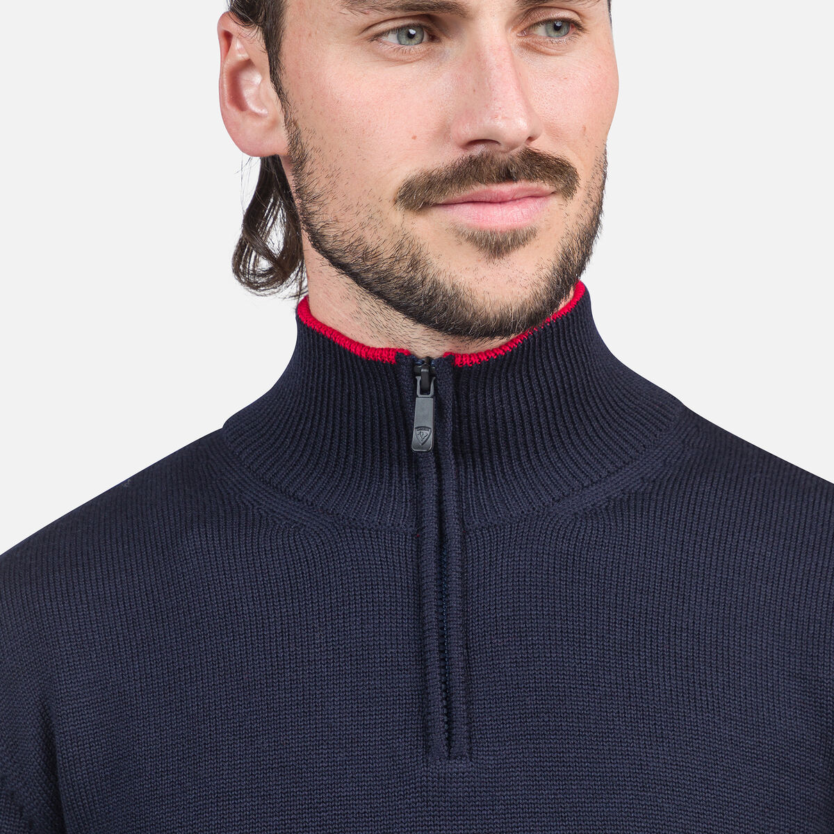 Herrenstrickpullover mit halbem Reißverschluss