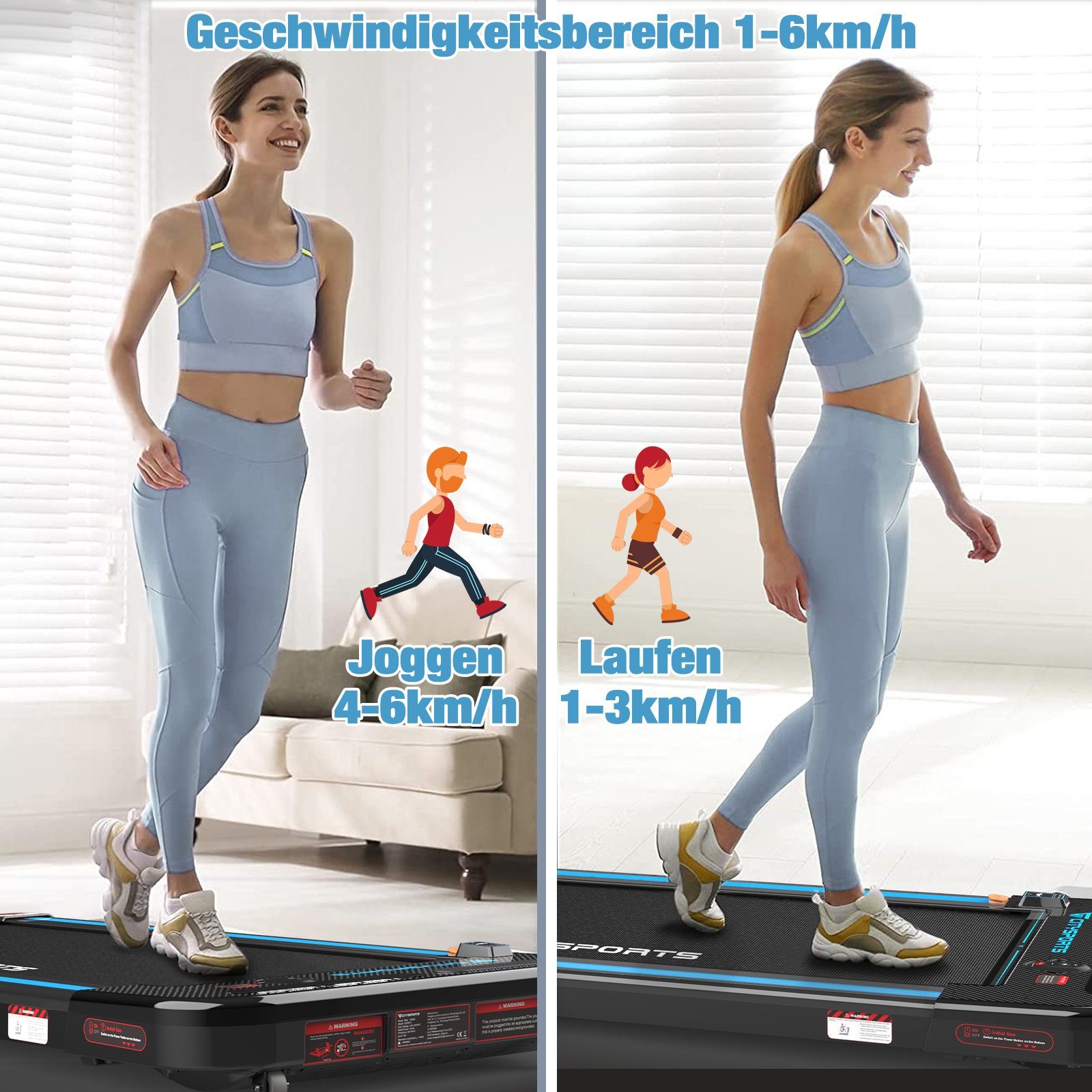 CITYSPORTS Laufband, Laufband Underdesk Treadmill Walking Jogging Pad
