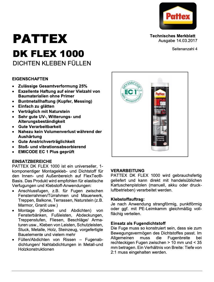 Pattex Dekorpaneele PATTEX DK FLEX 1000 Montagekleber PVC XPS EPS Befestigung Kleber Fix Fest Kartusche 390ml