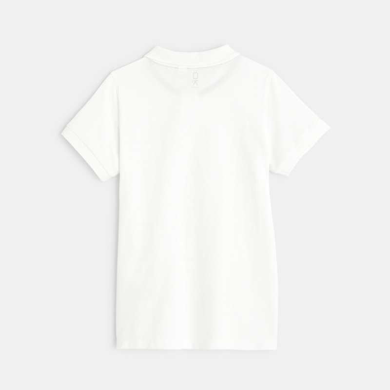 Polo en coton piqué blanc garçon