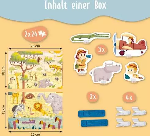 Kinderpuzzle ab 4 Jahren - Safari-Zeit - 24 Teile