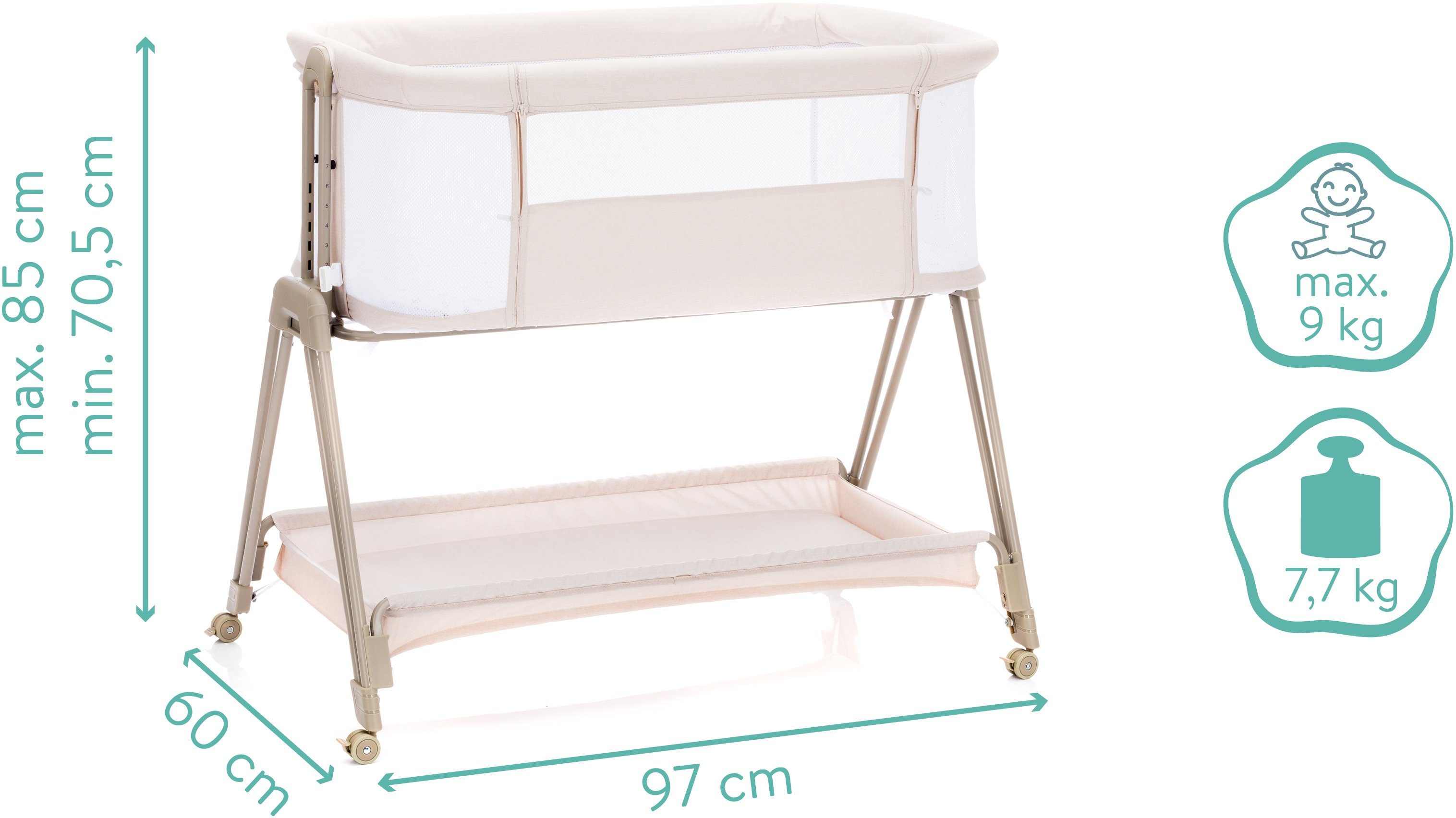 Fillikid Beistellbett Dream, creme, mit Matratze