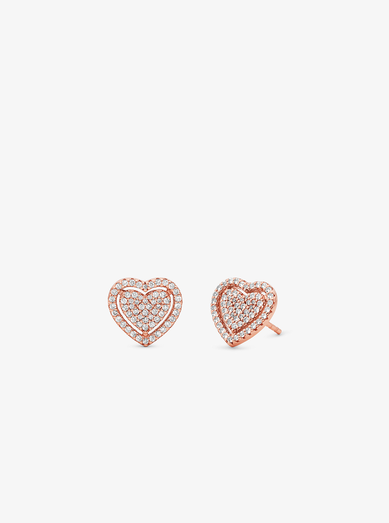 Orecchini a cuore in argento sterling placcato con metalli preziosi e pavé di diamanti - ORO ROSA