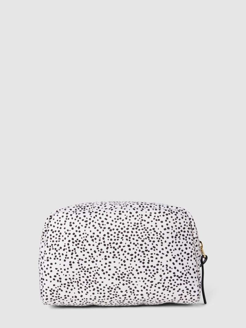 Kosmetiktasche mit Allover-Muster Modell 'Dottie' in sand