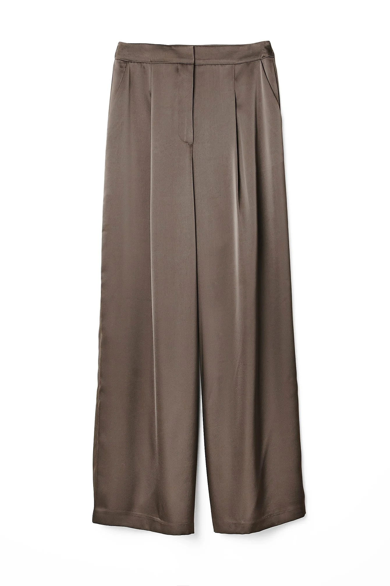 Fließende Satinhose mit hoher Taille