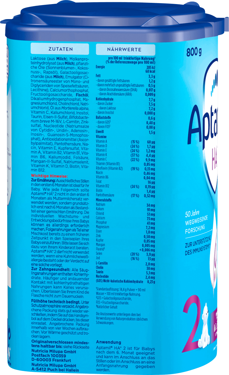 Folgemilch 2 HA  nach dem 6. Monat, 800 g