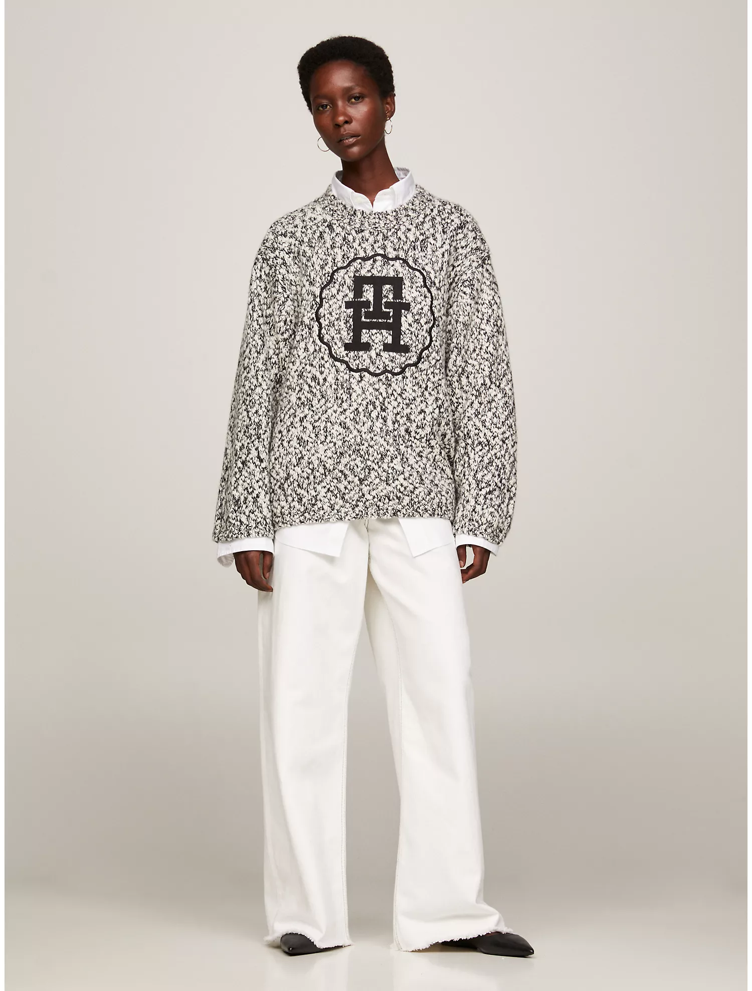 Oversized TH Applique Wool Blend Sweater