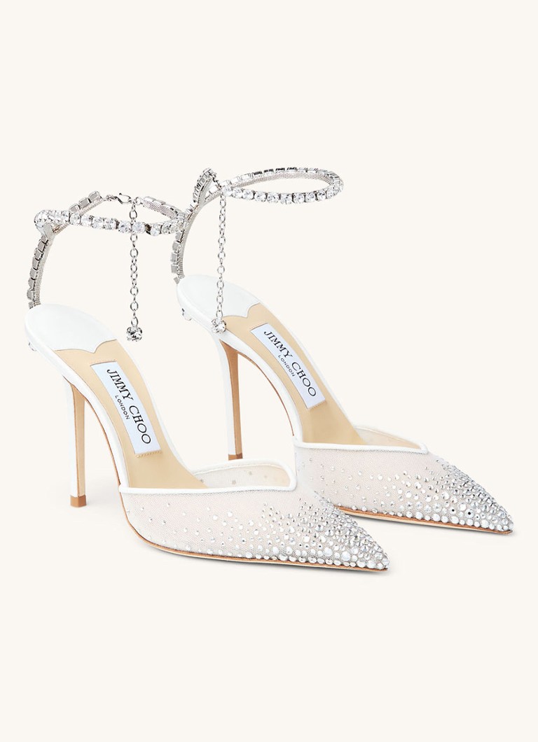 Jimmy Choo Saeda 100 sandals with lambskin details and crystal
