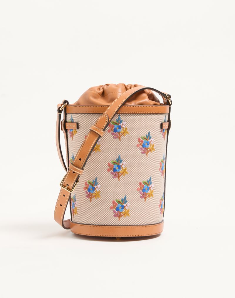 Bolsa Valentino Garavani Antibes tamanho médio em lona bordada