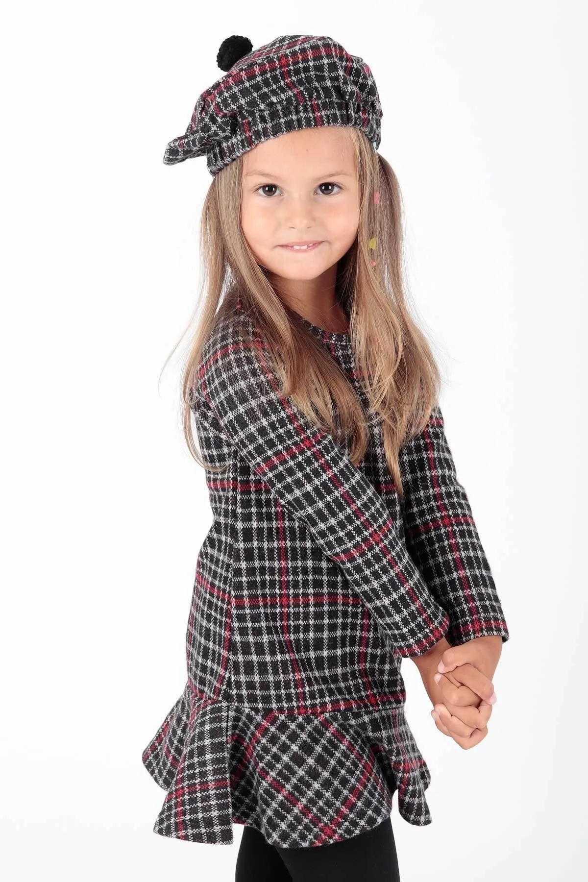 AHENGİM  Trendkleid mit Hut und Volant für Mädchen Ak2200