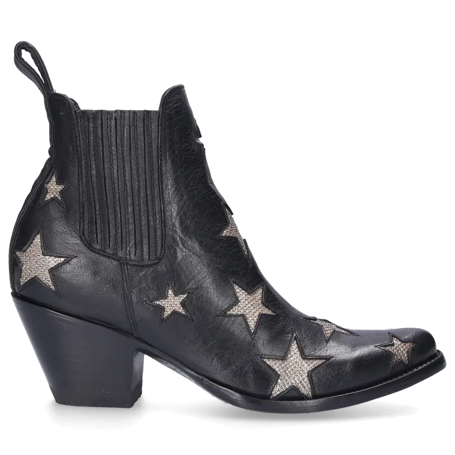 MEXICANA - Chelsea Boots CIRCUS 2 Kalbsleder Sternenmuster gold schwarz - schwarz
