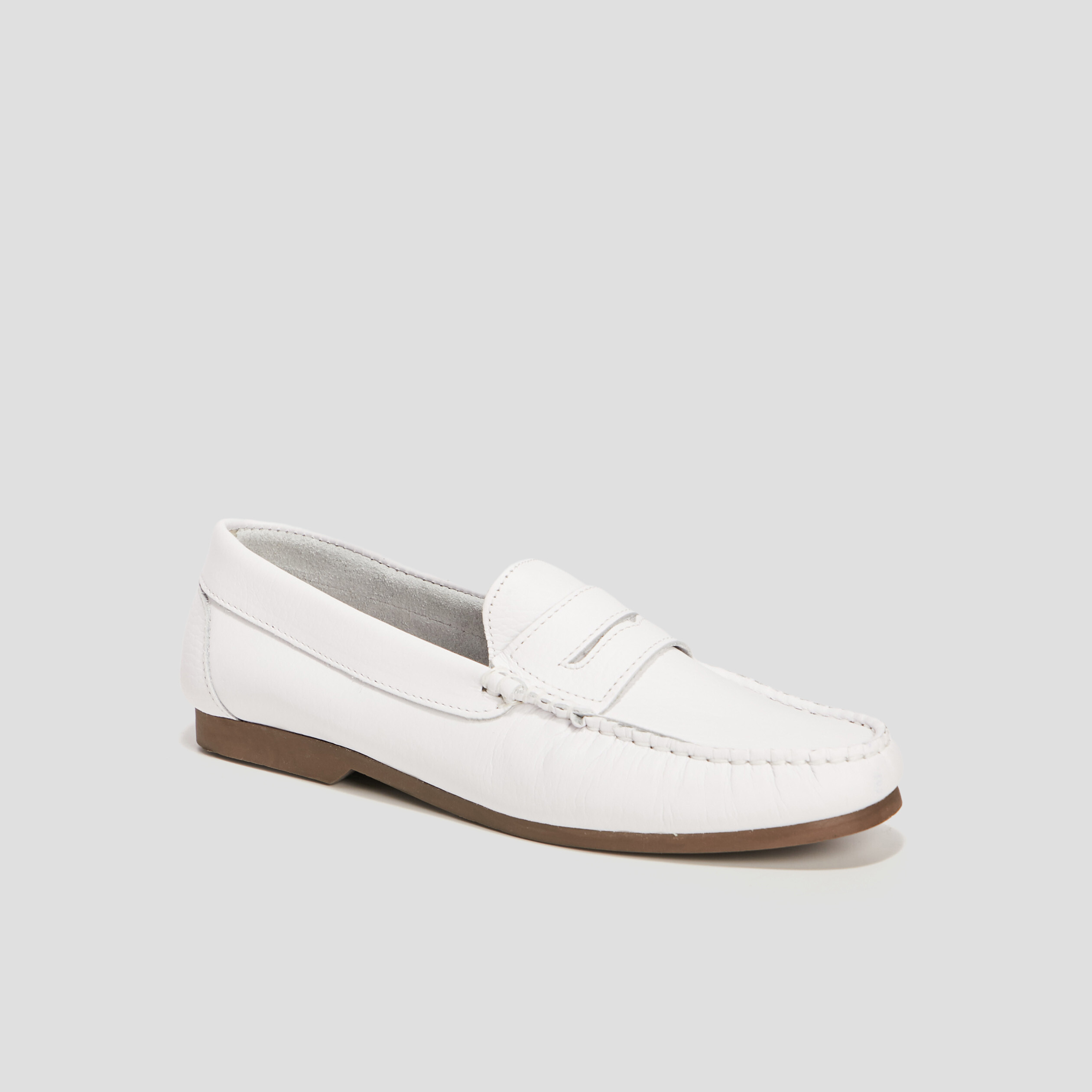 Mocassins en cuir blanc femme | La Halle