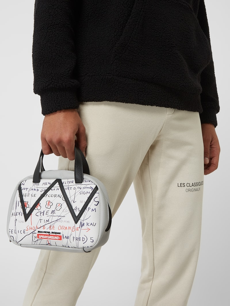 Tasche in Leder-Optik mit Print in weiß