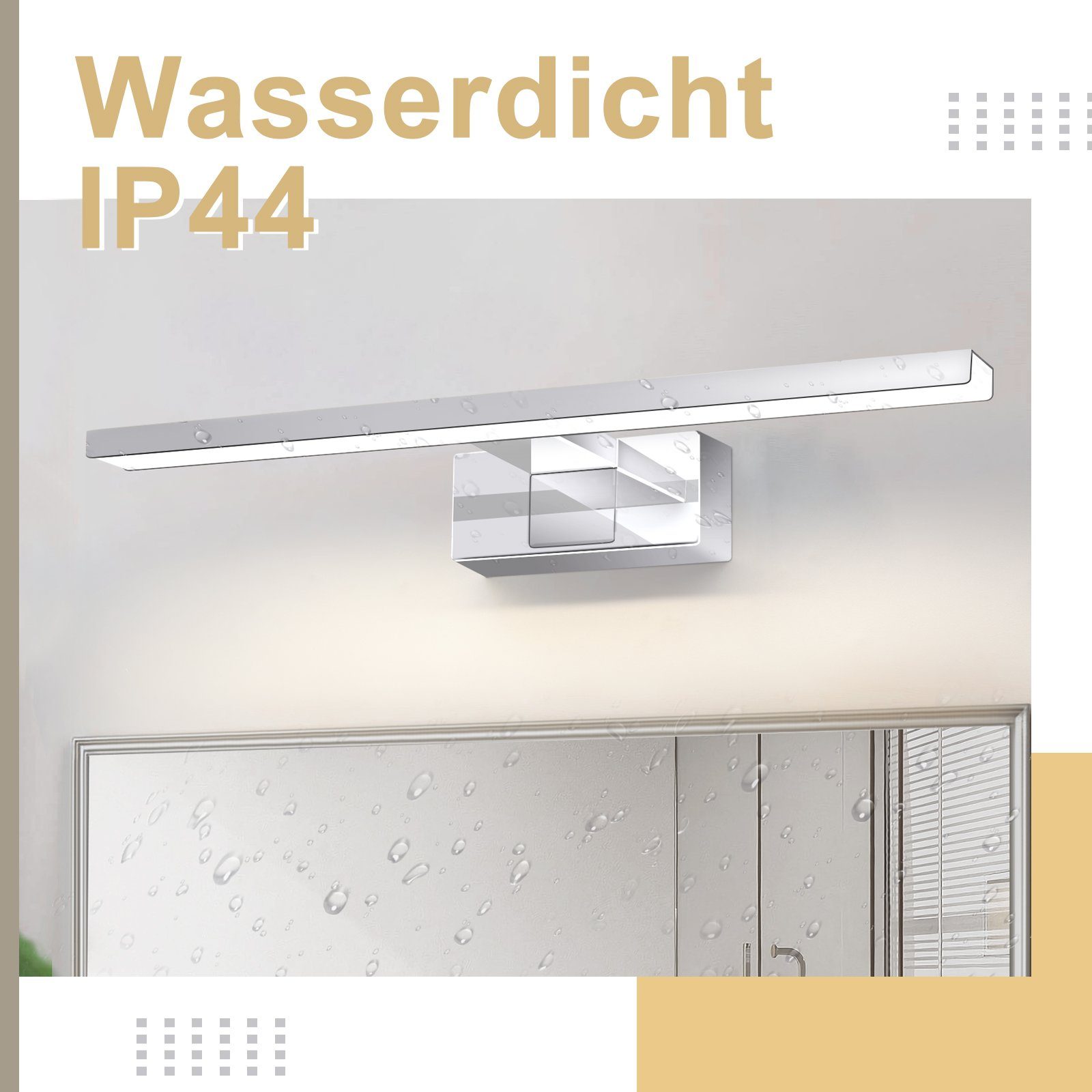 Nettlife LED Spiegelleuchte Bad Spiegellampe Badleuchte Wandlampe Wandleuchte Badlampe, Wasserdicht IP44, LED fest integriert, Neutralweiß, für Badezimmer Keller Küche Badschrank, 6W, 30CM