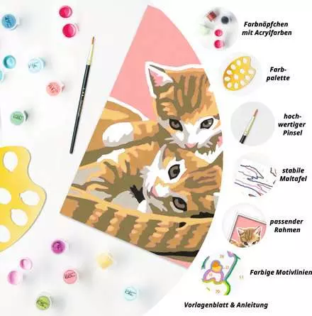 CreArt Katzenbabys - Malen nach Zahlen für Kinder ab 9 Jahren