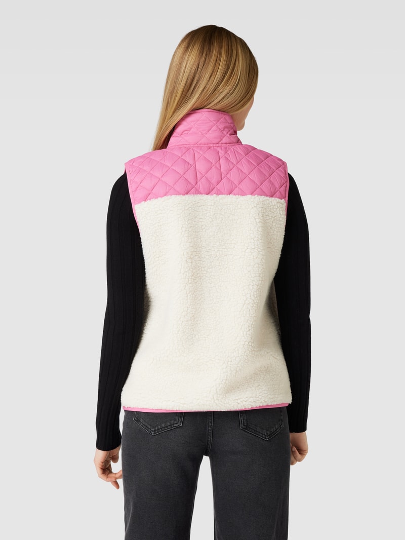 Steppweste mit Fleece-Besatz in pink