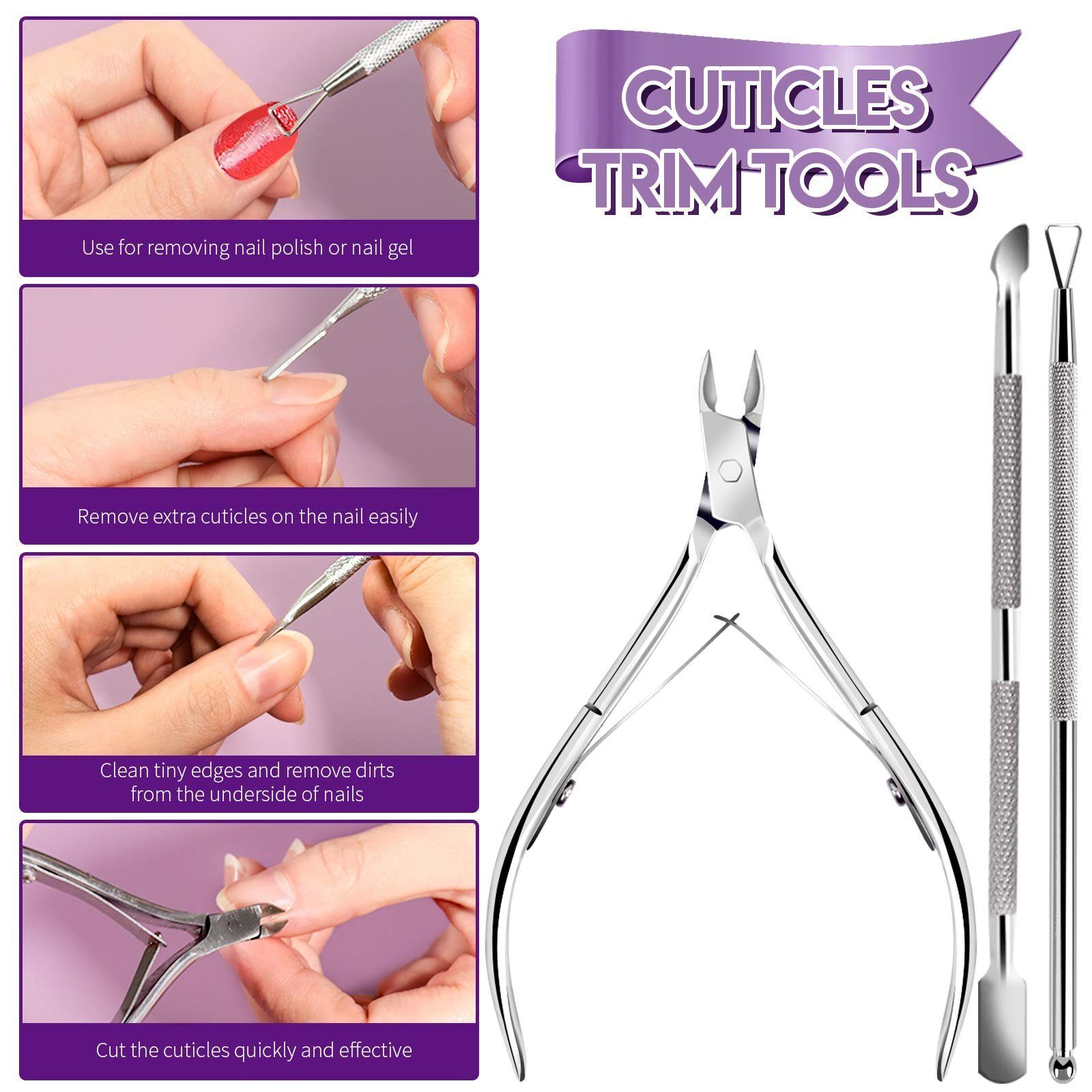 AMR HOME Maniküre-Pediküre-Set 12 Stücke Nagelfeilen Set Nagelknipser-Set Nagelfeile Nagelknipser, Maniküre & Pediküre Set (Lila)