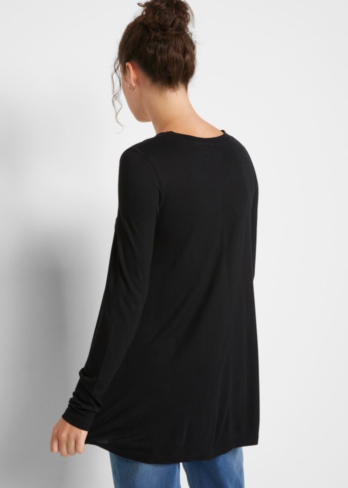 Langarm-Shirt mit ausgestelltem Saum